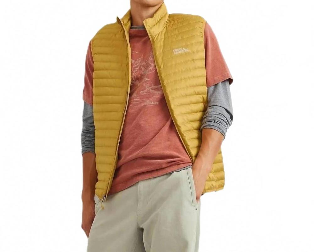 NEW EDDIE BAUER microlight down zip up puffer vest in gold yellow